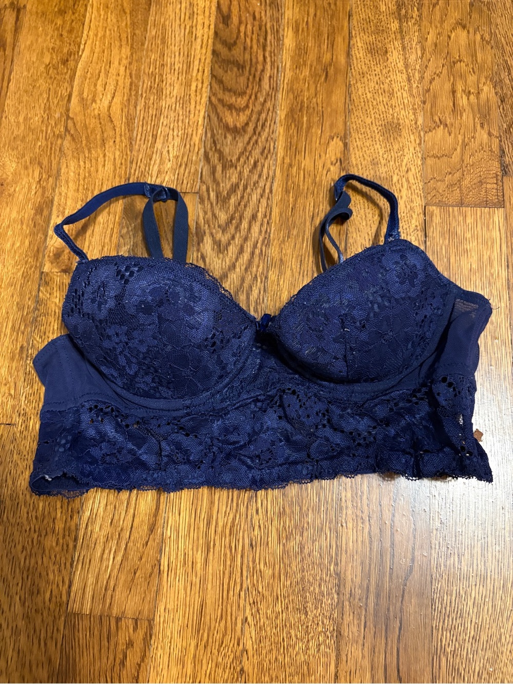 Adore Me Navy Lace Longline Bralette